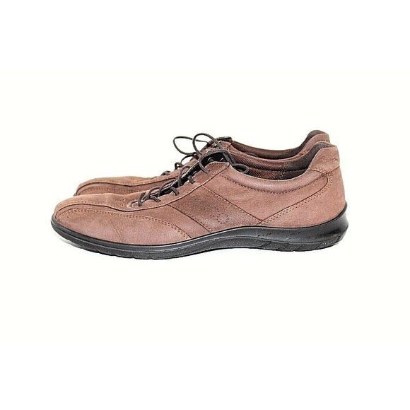 ECCO Shoes Womens 39 Lightweight Brown Leather Euro Walking Sneaker Lace up - Picture 3 of 7